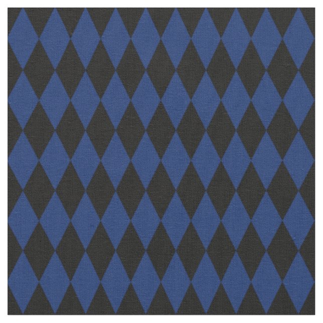 Svarta & marinblå Harlequin-diamanter Tyg (Närbild)