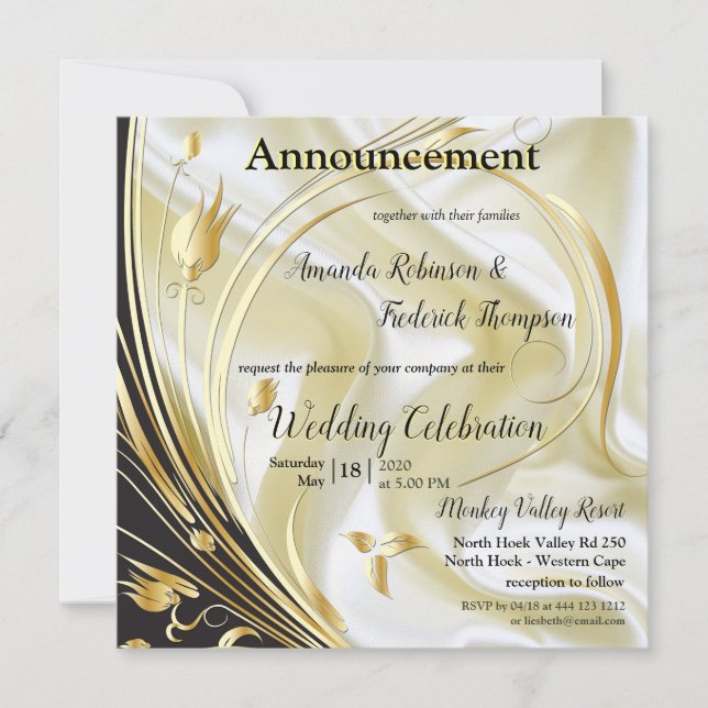 Svarta med Guld på Champagne Silke-annonsen Meddelande (Framsida)