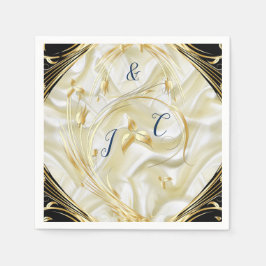 Svarta med Guld vid silke struktur Pappersservett