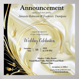 Svarta med Guld vid Silke struktur Poster