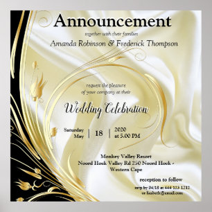 Svarta med Guld vid Silke struktur Poster