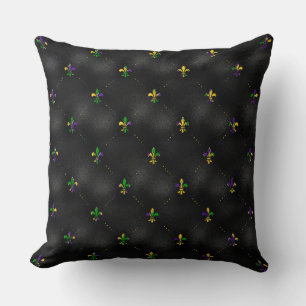 SVARTA MED LILA GULD GRÖNT FLEUR DI LIS KUDDE