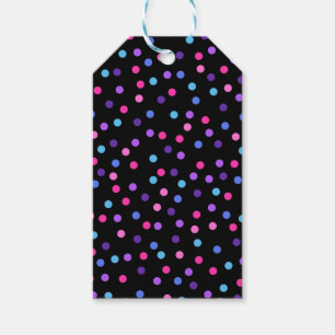 SVARTA MED ROSA BLUE LILA POLKA DOTS PRESENTETIKETT