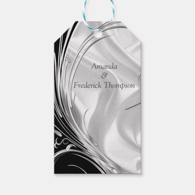 Svarta med Silver i Elfenbenskusten Silke Presentetikett (Framsidan)