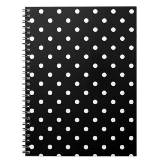 Svarta med vita Polka dots Anteckningsbok Med Spiral