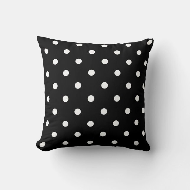 Svarta med vita Polka dots Kudde (Framsida)