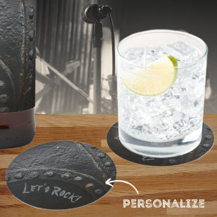 Svarta metall industriellt-stil manliga party underlägg papper rund