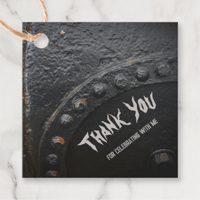 Svarta metall loft-stil manns party gåvor etiketter (Framsida)