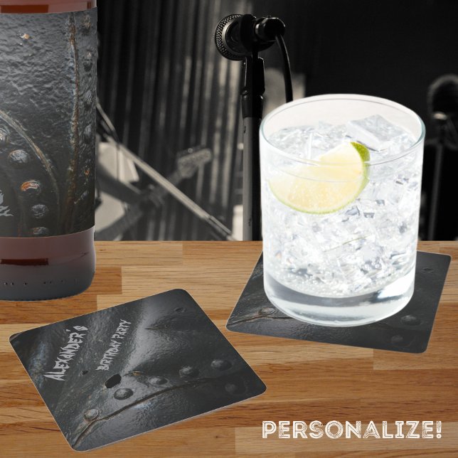 Svarta metall-minimalistmannen party underlägg papper kvadrat (Skapare uppladdad)