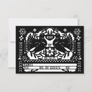 Svarta, mexikanska, Fantail Doves Papel Picado OSA Kort