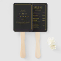 Svarta minimalistiska eleganta bröllopsprogram