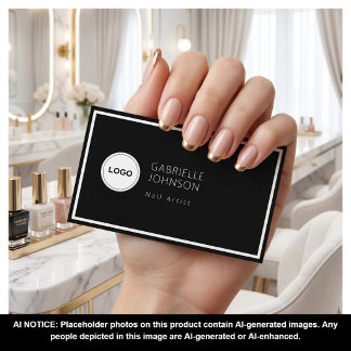 Svarta minimalistiska nagelkonstnär sociala media- visitkort