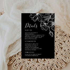 Svarta minimalistiska svart-vita botaniska detalje tilläggskort