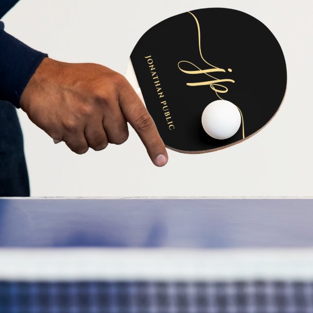Svarta moderna Eleganten Guld Namn, första Monogra Pingisracket (Insitu)