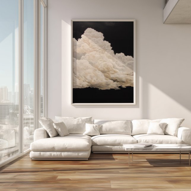 Svarta Moln Himmel Väggtryck Modern Abstrakt Poster (Black Clouds Sky Wall art Print)