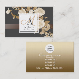 Svarta Monogram för elegant Guld Visitkort