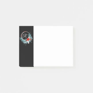 Svarta monogram krans semester Post it Notes 4x3 Post-it Block