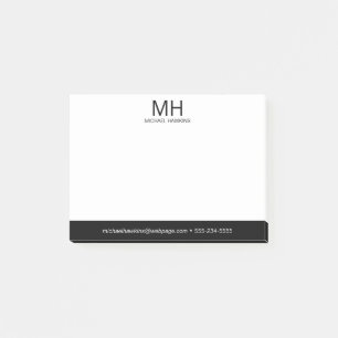 Svarta monogram mans post-it block