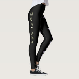 Svarta Montana Bitterroot State Blomma Leggings