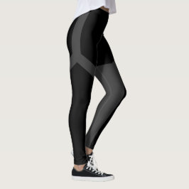 Svarta Mörkgrå Kontrast Polygonala Yoga Leggings