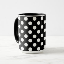 Svarta Mugg-Snyggten Big White Polka dots