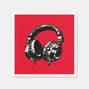 Svarta musikhörlurar dans DJ födelsedagsfest Pappersservett