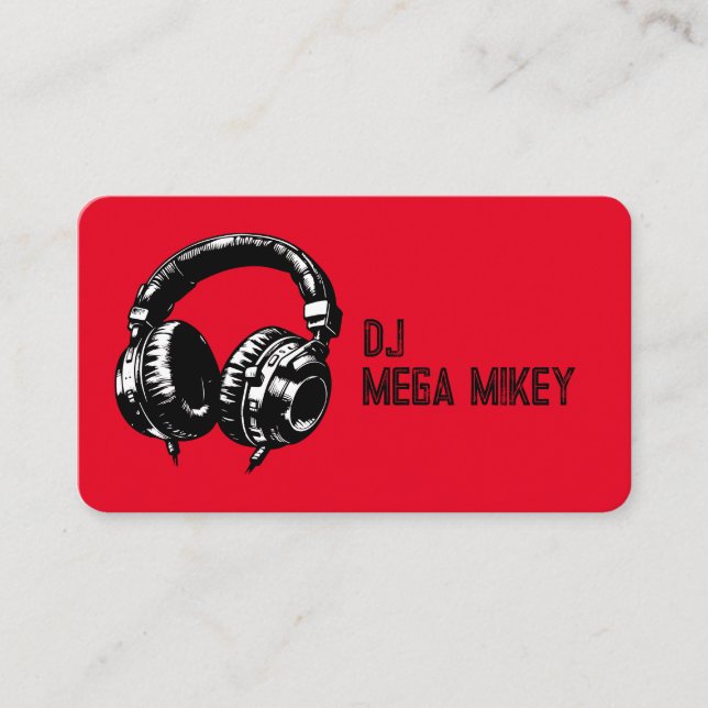 Svarta musikhörlurar Dans DJ födelsedagsfest Visitkort (Framsida)