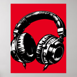 Svarta musikhörlurar Dans DJ Poster