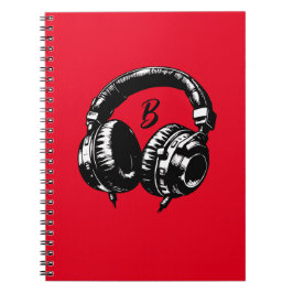 Svarta musikhörlurar DJ Musikalisk Anteckningsbok