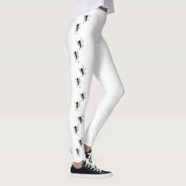 Svarta myror Mönster på vitt Leggings