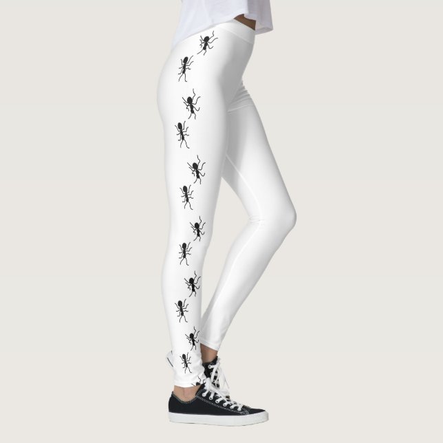 Svarta myror Mönster på vitt Leggings (Höger)