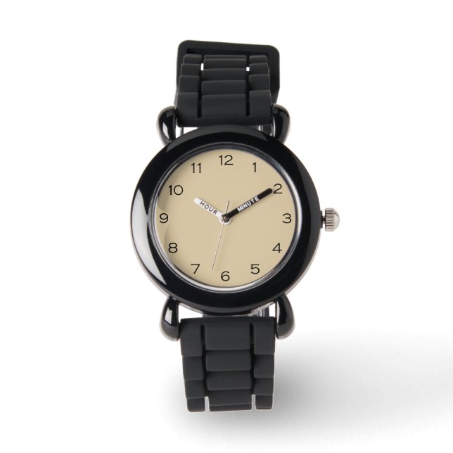 Svarta nummer på Beige-wacnt Armbandsur (Framsida)