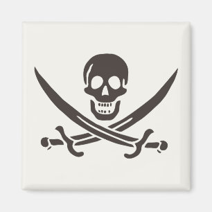 Svarta Obsidian Dödskalle Svärd Piratflagga för Ca Magnet