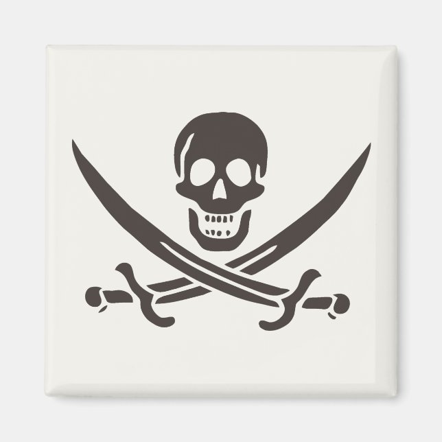 Svarta Obsidian Dödskalle Svärd Piratflagga för Ca Magnet (Framsidan)