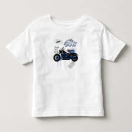 Svarta och blå motorcykel graffiti grått t shirt