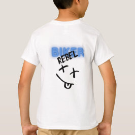 Svarta och blå motorcykel graffiti grått t shirt
