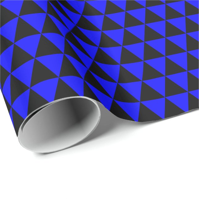 Svarta och blå trianglar presentpapper (Rullad Hörn)
