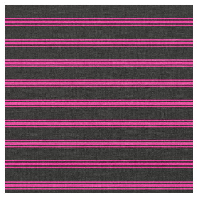 Svarta och djupa Rosa Färgad Rand/Linjer Mönster Tyg (Närbild)