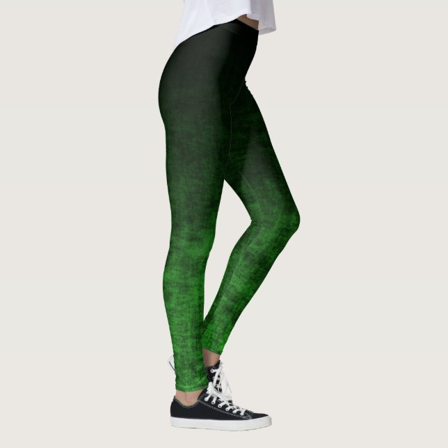 Svarta och Emerald Grönt Gradient Struktur Leggings (Höger)