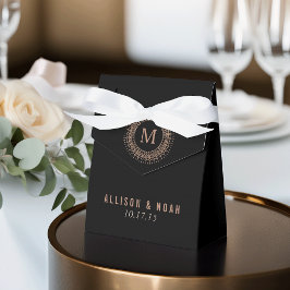 Svarta och faux Ro Guld Deco Monogram Presentaskar