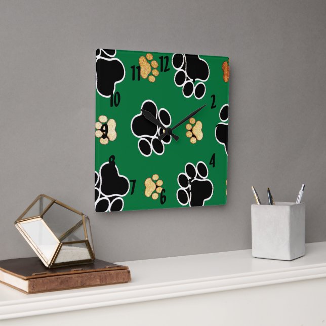 Svärta och garva det lyxiga hund- hundtasstrycket fyrkantig klocka (Kontor)