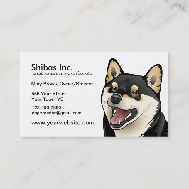 Svärta och garva kortet för den Shiba Inu Visitkort (Baksida)