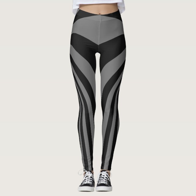 Svarta och gråa virveldesign leggings (Framsida)