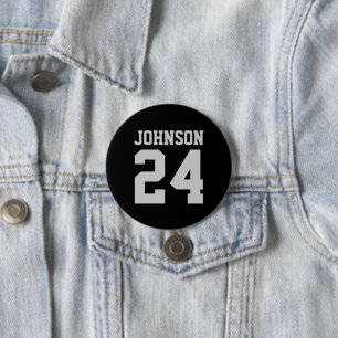 Svarta och Grått Idrottsman Namn Jersey Number Knapp