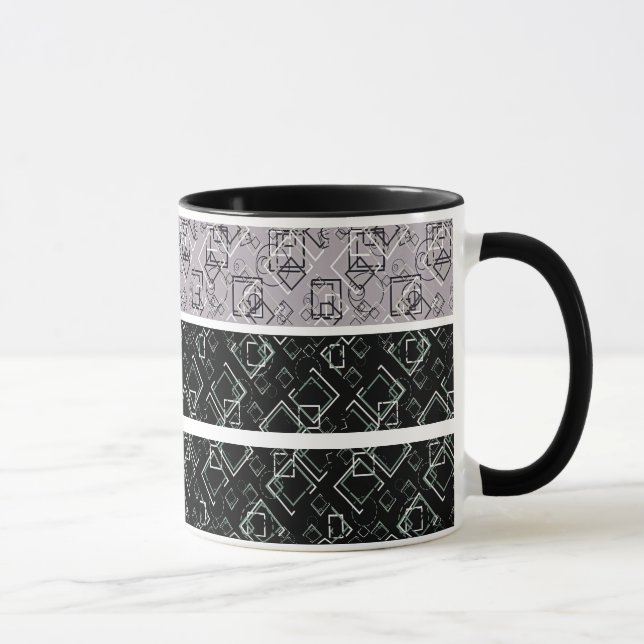 Svarta och grått-retro mönster mugg (Höger)