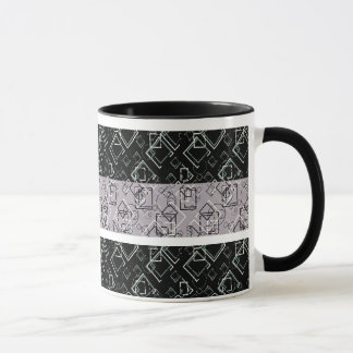 Svarta och grått-retro mönster mugg