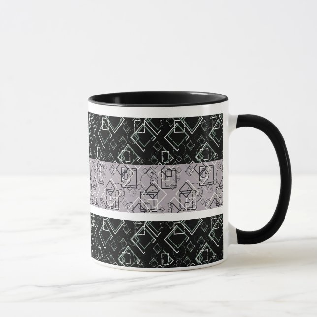 Svarta och grått-retro mönster mugg (Höger)