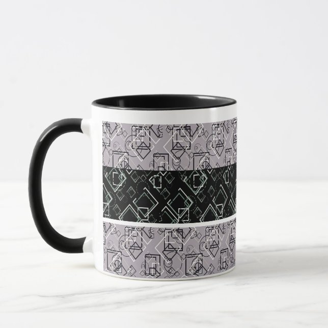 Svarta och grått-retro mönster mugg (Vänster)