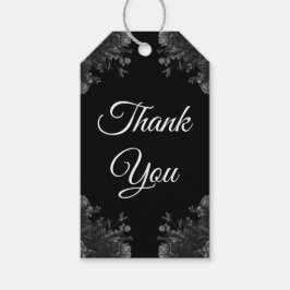 Svarta och Grått Ro Gothic Bröllop Tack Presentetikett