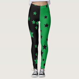 Svarta Och Gröna Stjärn Leggings